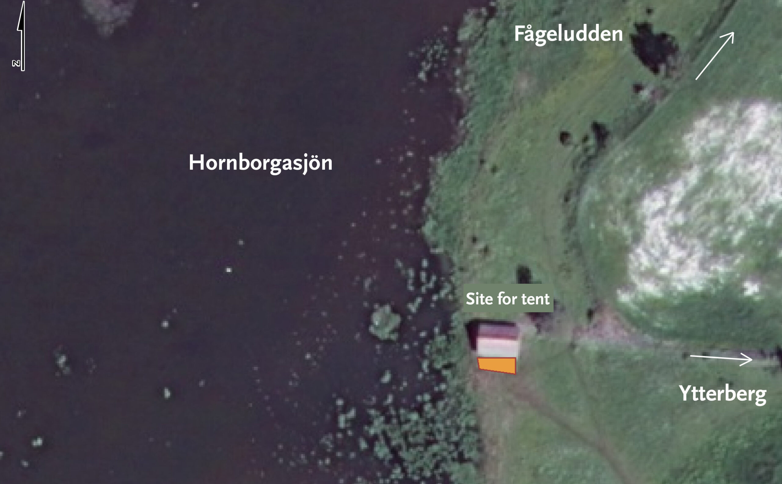 Map over the site for tent at Ängsladan. Illustration.