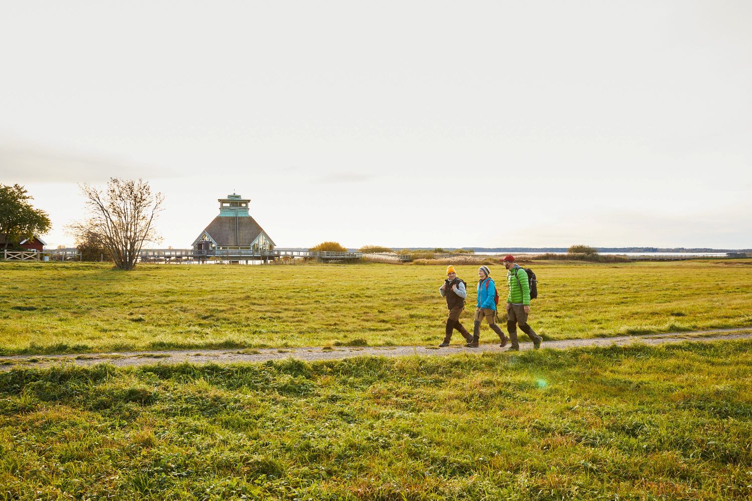 vandring med naturums byggnad i bakgrunden
