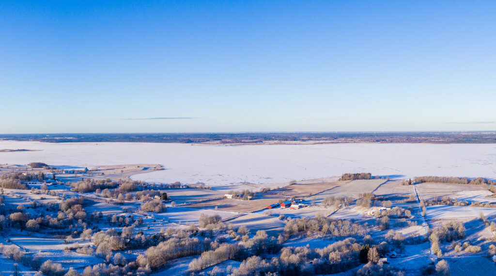 Vintervy över Hornborgasjön. Foto.